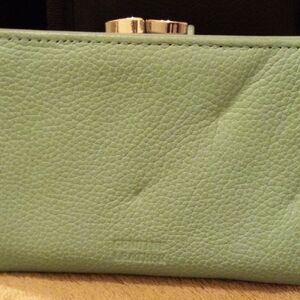 Elegant Mint Green Leather Clutch